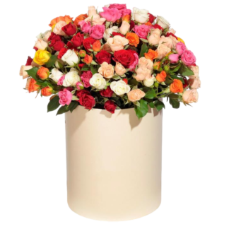 Mixed roses in a hatbox | Flower Delivery Dimitrovgrad