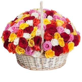 51 colorful roses in the basket | Flower Delivery Dimitrovgrad